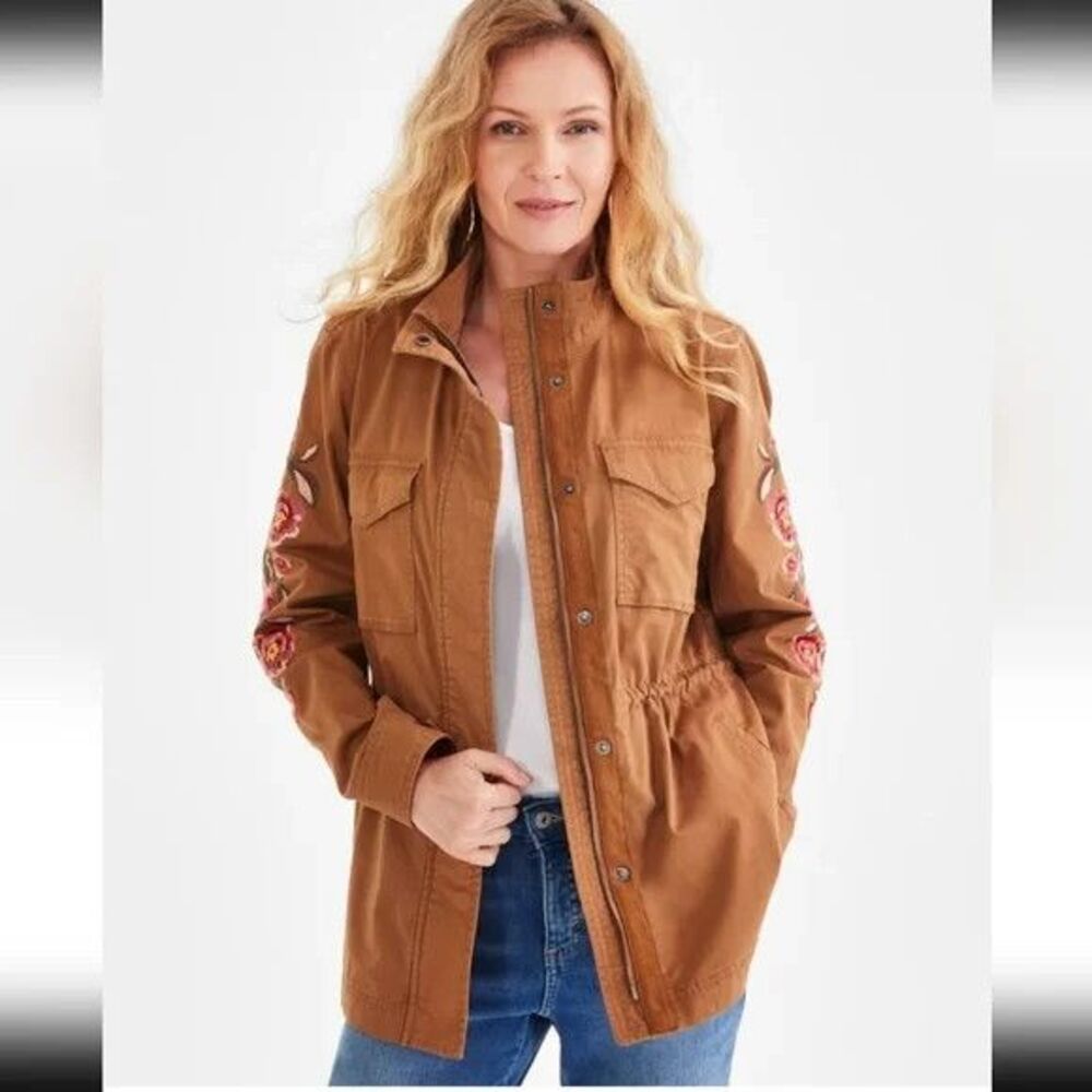 Style & Co. Macy's Safari Style Jacket embroidered New w Tags - Picture 4 of 4